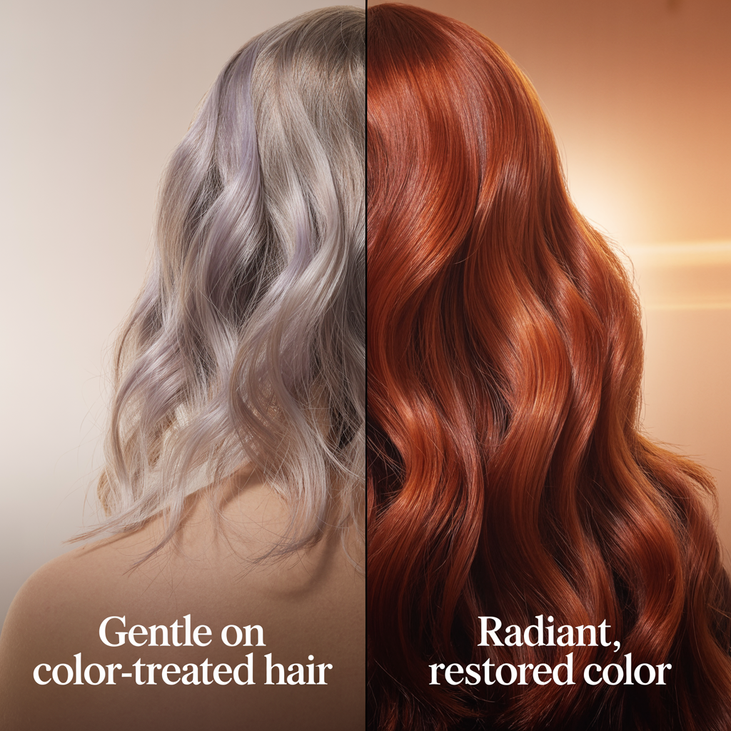 Before and after hair transformation showing dry vs soft hair